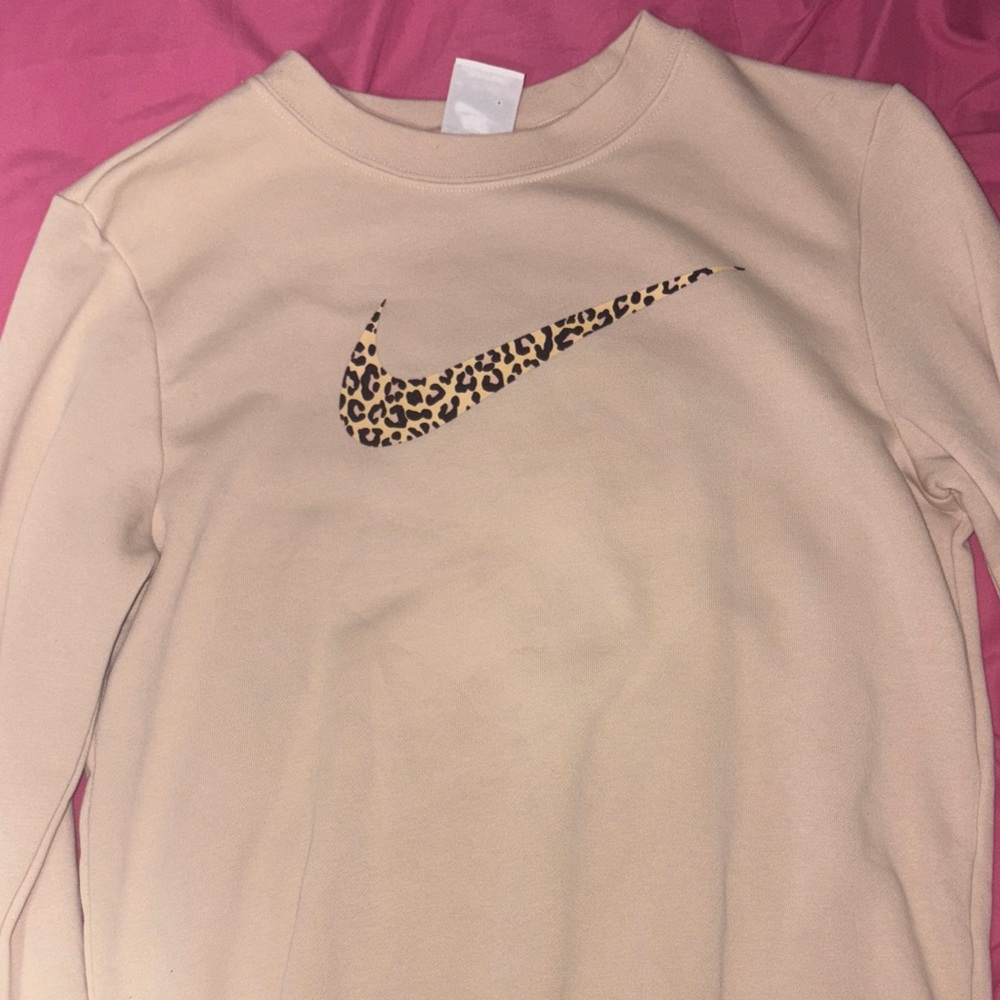 Nike Beige Sweatshirt with Leopard Swoosh